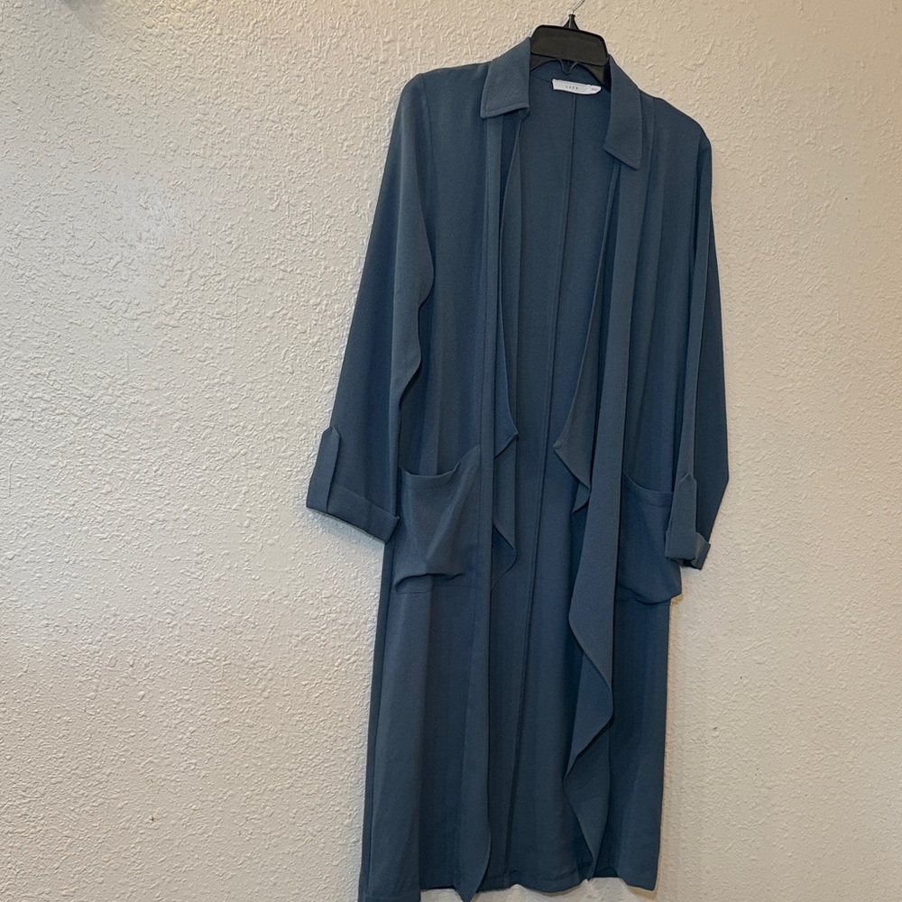 Lush Slate Blue Long Duster Cardigan